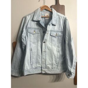 Rip Curl Light Blue Cotton Button Front Denim Jean Jacket Light Wash Size Large